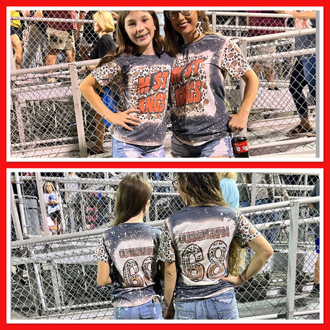 Custom Football leopard bleached t-shirt