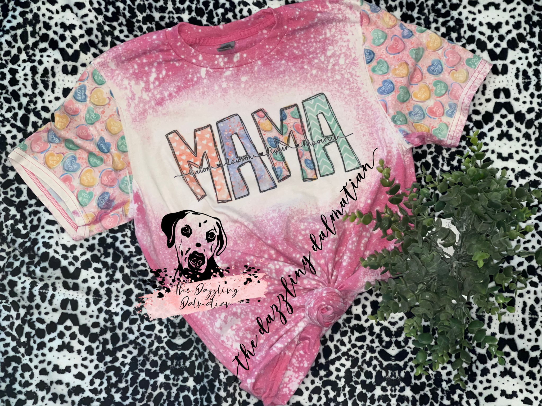 Candy Hearts MAMA bleached t-shirt