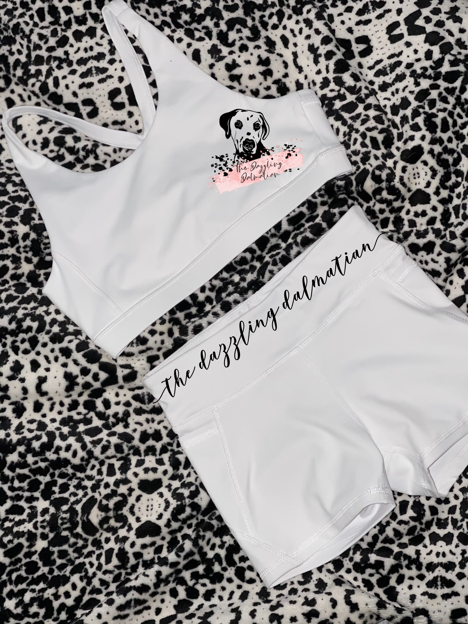 Custom Sports Bra/Shorts Set – The Dazzling Dalmatian